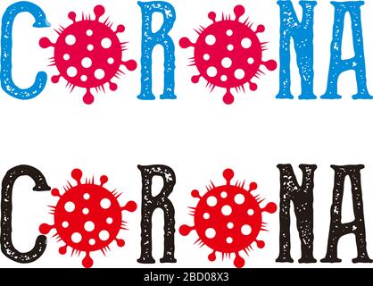 text corona set with virus symbol decoration vector Stock Vector