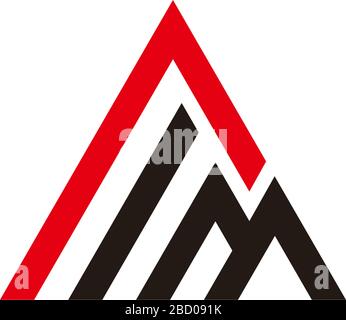 letter m triangle arrow geometric stripes shape design logo vector Stock Vector
