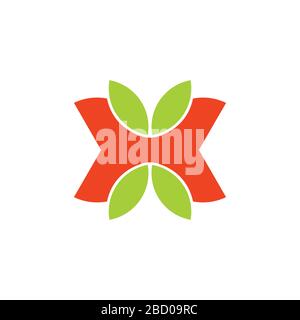 simple wood and leaf geometric logo vector Stock Vector