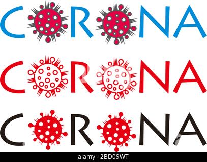 text corona set with virus symbol decoration vector Stock Vector