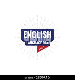 English language day banner vector image. Text with national flag of the United Kingdom Stock Vector