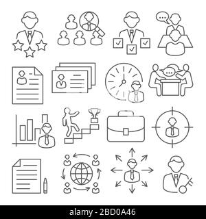 Head Hunting Line Icons on white background Stock Vector