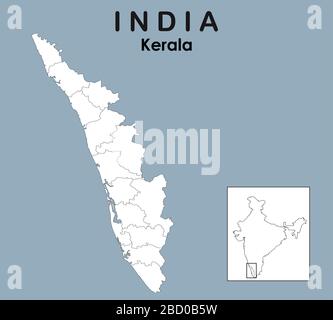 Kerala Map With Districts Highlighted Stock Vector Image & Art - Alamy