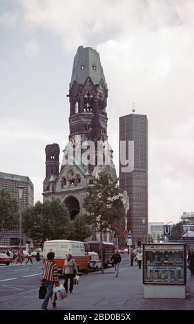 Emperor Wilhelm Memorial Church, October 1980, West Berlin, West Germany Stock Photo