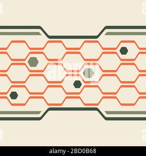 Digital honeycomb vector seamless pattern. Abstract hexagon techno background Stock Vector