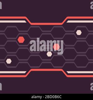 Digital honeycomb vector seamless pattern. Abstract hexagon techno background Stock Vector
