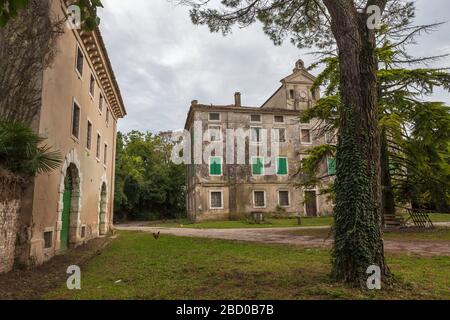 An abandoned grand mansion, Villa Savorgnan Fior Pasi, Belvedere di Aquileia, Friuli-Venezia Giulia, Italy Stock Photo