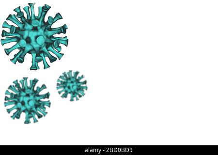 3d model of a corona virus coronavirus covid 19 RNA virus against a plain background allowing room for text Stock Photo