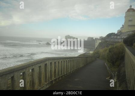 Walkway along the Basque coast in France Stock Photo