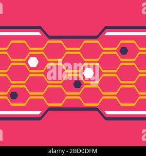 Digital honeycomb vector seamless pattern. Abstract hexagon techno background Stock Vector