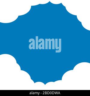 Vector abstract background. White clouds over blue sky. Clouds border. Flat style simple illustration. Graphic design layout template for advertising, Stock Vector