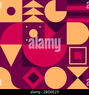 Geometric pattern, bauhaus background, seamless modern pattern with shapes, circle, triangle and square. Abstract vector color art in style of 80s Stock Vector