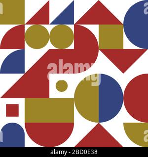 Bauhaus background, seamless pattern in geometric style 80s, color shapes, bauhaus pattern for wallpaper, textile, web banner Stock Vector