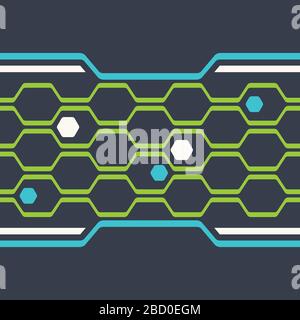 Digital honeycomb vector seamless pattern. Abstract hexagon techno background Stock Vector