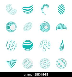 Collection of universal spherical logos, business abstract icons, isolated on white background Stock Vector