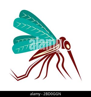 Vector Mosquito close up side view isolated on white background Stock Vector