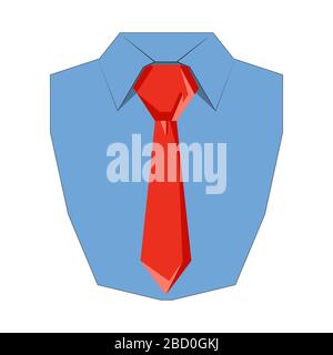 Shirt and tie flat icon. Front view, Vector illustration of dress shirt Stock Vector