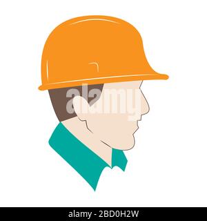 Builder color icon. Construction worker. Isolated vector illustration Stock Vector