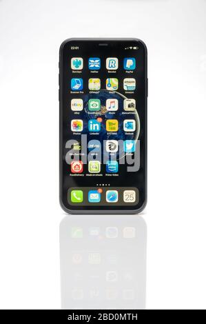 Apple iPhone 11 isolated on white background with reflection Stock Photo