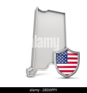 American state of Idaho, with stars and stripes shield. 3D Rendering Stock Photo