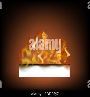Burning White Paper Isolated on Black Background Stock Vector