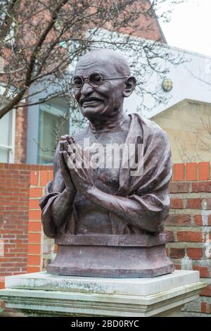 Bust of Mahatma Gandhi in the Nelson Mandela Peace Garden in Kingston upon Hull, East Yorkshire Stock Photo