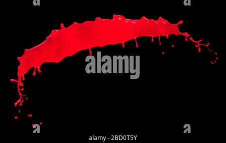 splendid red paint splash isolated on black background Stock Photo