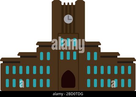 Tokyo landmark building flat vector illustration / Tokyo university Stock Vector