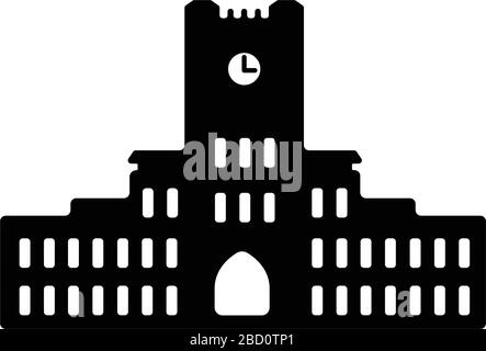 Tokyo landmark building flat vector illustration / Tokyo university Stock Vector