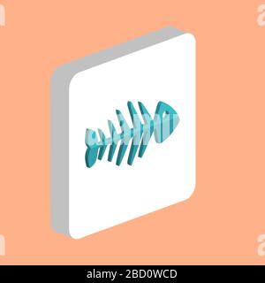 Fish Skeleton Simple vector icon. Illustration symbol design template for web mobile UI element. Perfect color isometric pictogram on 3d white square. Stock Vector