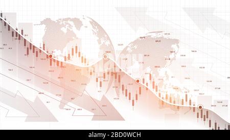 Stock market graph or forex trading chart for business and financial concepts. Stock market data. Bullish point, Trend of graph. Vector illustration. Stock Vector