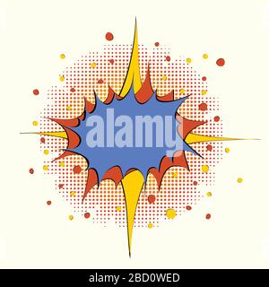 Hand Drawn Cartoons Style Star Burst Explosion Copy Space In Red Blue And Yellow Background Stock Vector