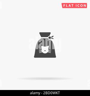 Cat In Bag flat vector icon. Glyph style sign. Simple hand drawn illustrations symbol for concept infographics, designs projects, UI and UX, website o Stock Vector