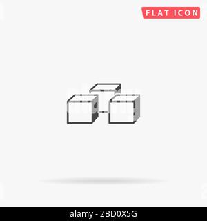 Cubes flat vector icon. Glyph style sign. Simple hand drawn illustrations symbol for concept infographics, designs projects, UI and UX, website or mob Stock Vector