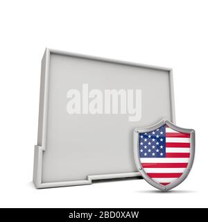 American state of Wyoming, with stars and stripes shield. 3D Rendering Stock Photo