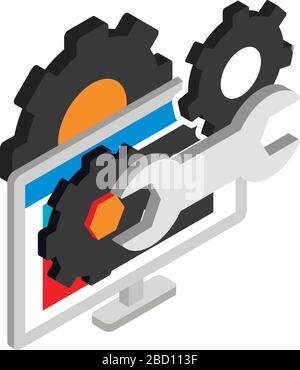 Technical support icon, isometric style Stock Vector