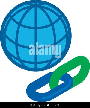 Link building icon, isometric style Stock Vector