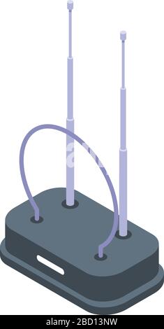 Indoor tv antenna icon, isometric style Stock Vector