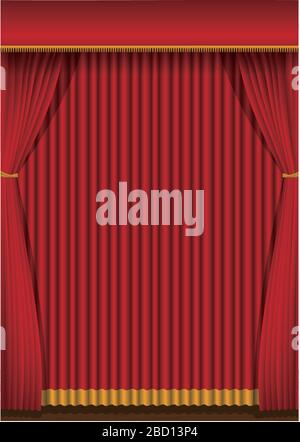 Red curtain background illustration Stock Vector