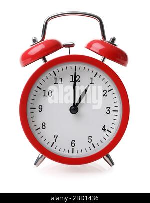 Red alarm clock set at one isolated over white background Stock Photo