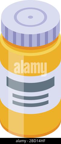Drug pill jar icon, isometric style Stock Vector