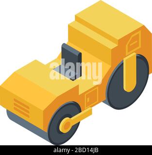 Roller compactor icon, isometric style Stock Vector