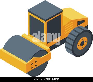 Road roller icon, isometric style Stock Vector