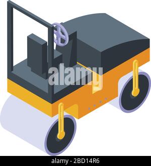 Asphalt compactor icon, isometric style Stock Vector