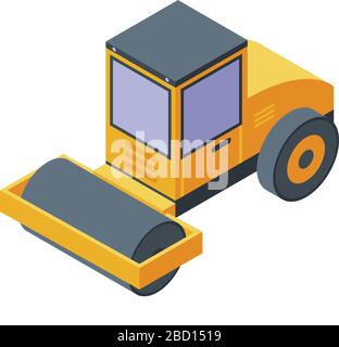 Road construction roller icon, isometric style Stock Vector