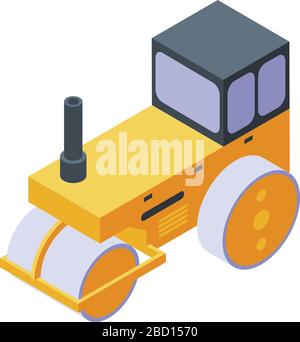 Roll road roller icon, isometric style Stock Vector