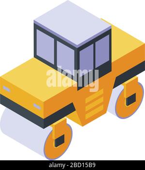 Road vibratory roller icon, isometric style Stock Vector