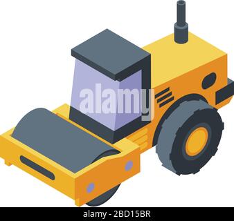 Road roller compactor icon, isometric style Stock Vector