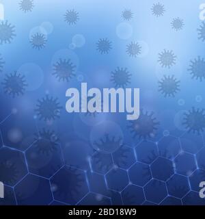 Stop Pandemic Novel Coronavirus Icon on Blue Blured Background. COVID-19 Stock Vector