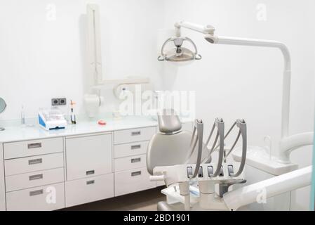 Horizontal image of a white dentist office room . Stock Photo